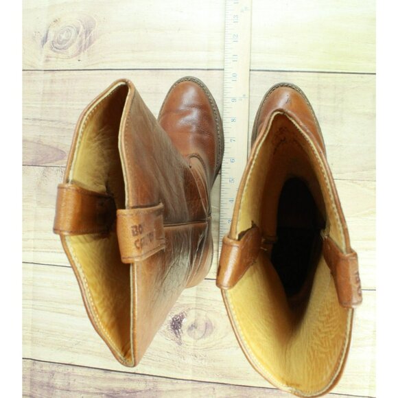 Vintage Bort Carleton Boots Size 6.5 M Brown Leather Pull On Western Cowboy main image 5